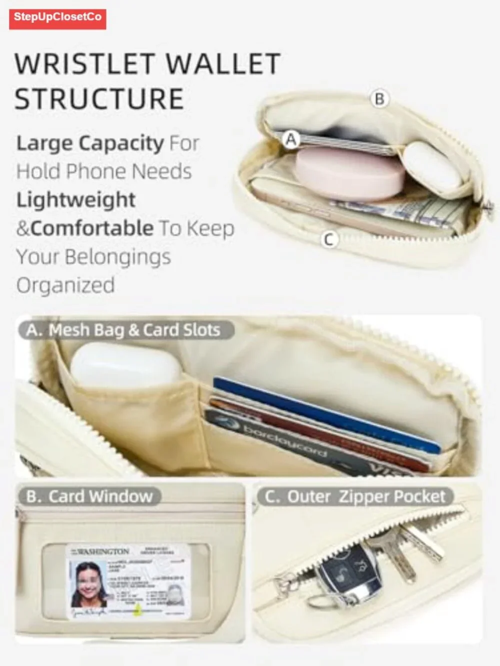 RFID Blocking Quilted Nylon Wristlet Wallet With Card Slots - Wristlet Handbag